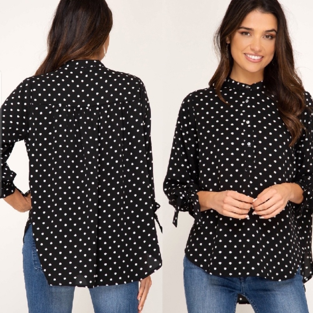 Long Sleeved Polka Dot Blouse